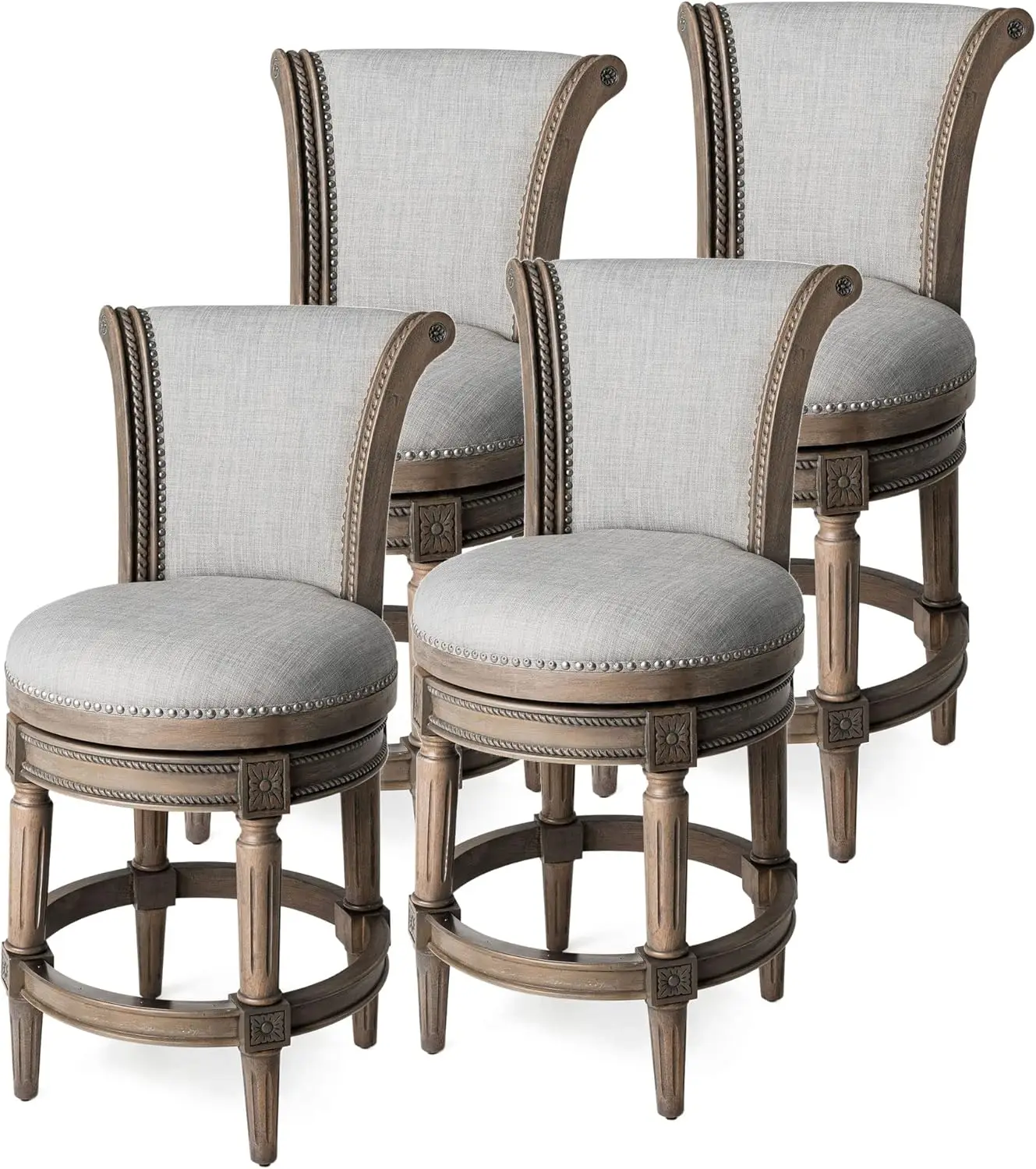 

Pullman 26 Inch Tall Counter Height Upholstered Barstool with Back in Reclaimed Oak Finish with Ash Grey Fabric Cushion Seat