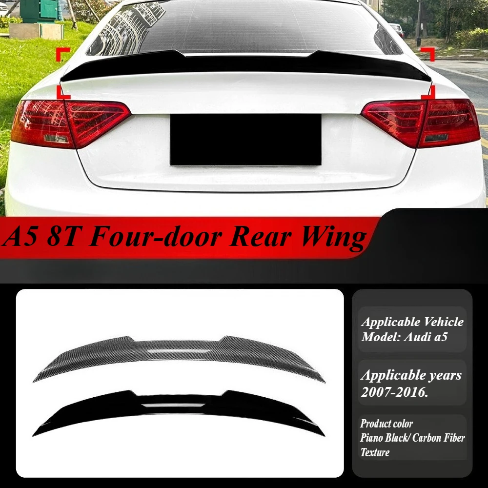 

For Audi A5 S5 8T Sportback 2007-2016 Roof Spoiler True Carbon Fiber Style Gloss Black OEM Direct Fit ABS Material Aero Upgrade