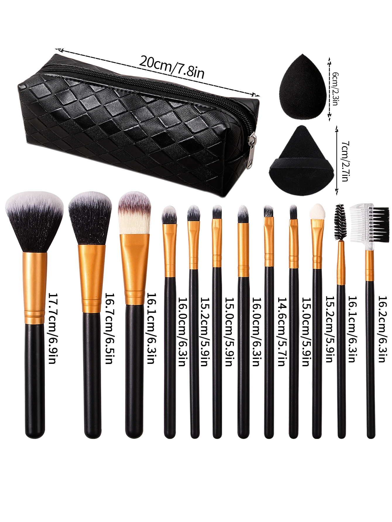 1/4/12/16/17PCS multi-functional makeup brush set & Non-sticking powder sponge egg/triangular powder puff & storage bag