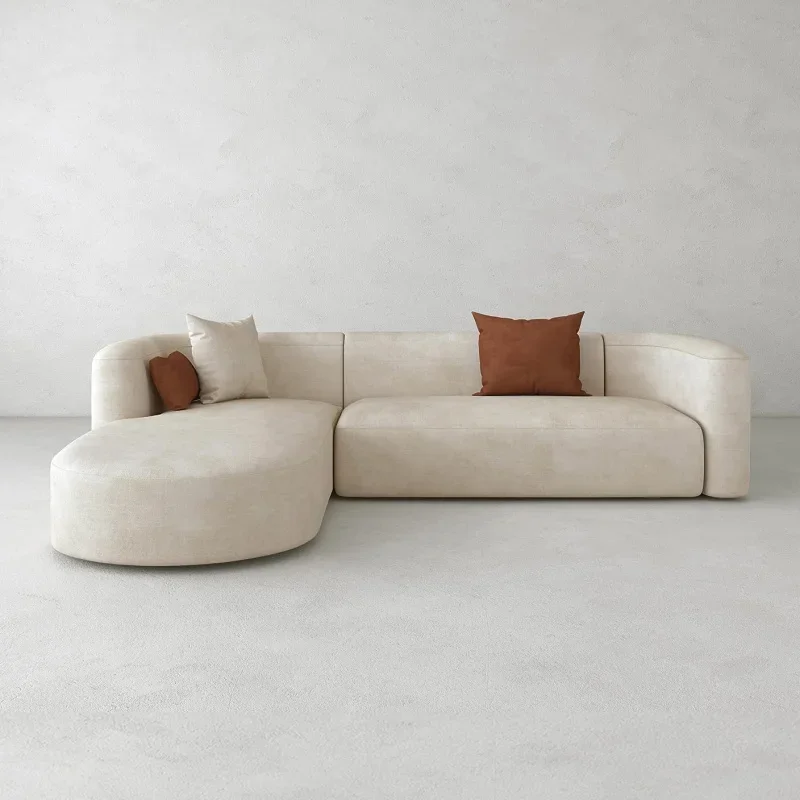 Wabi Sand Wind Beige Technology Bu Duo Sofa Hotel Villa Clubhouse Beauty Salon Venue Corner Combination Sofa Retro