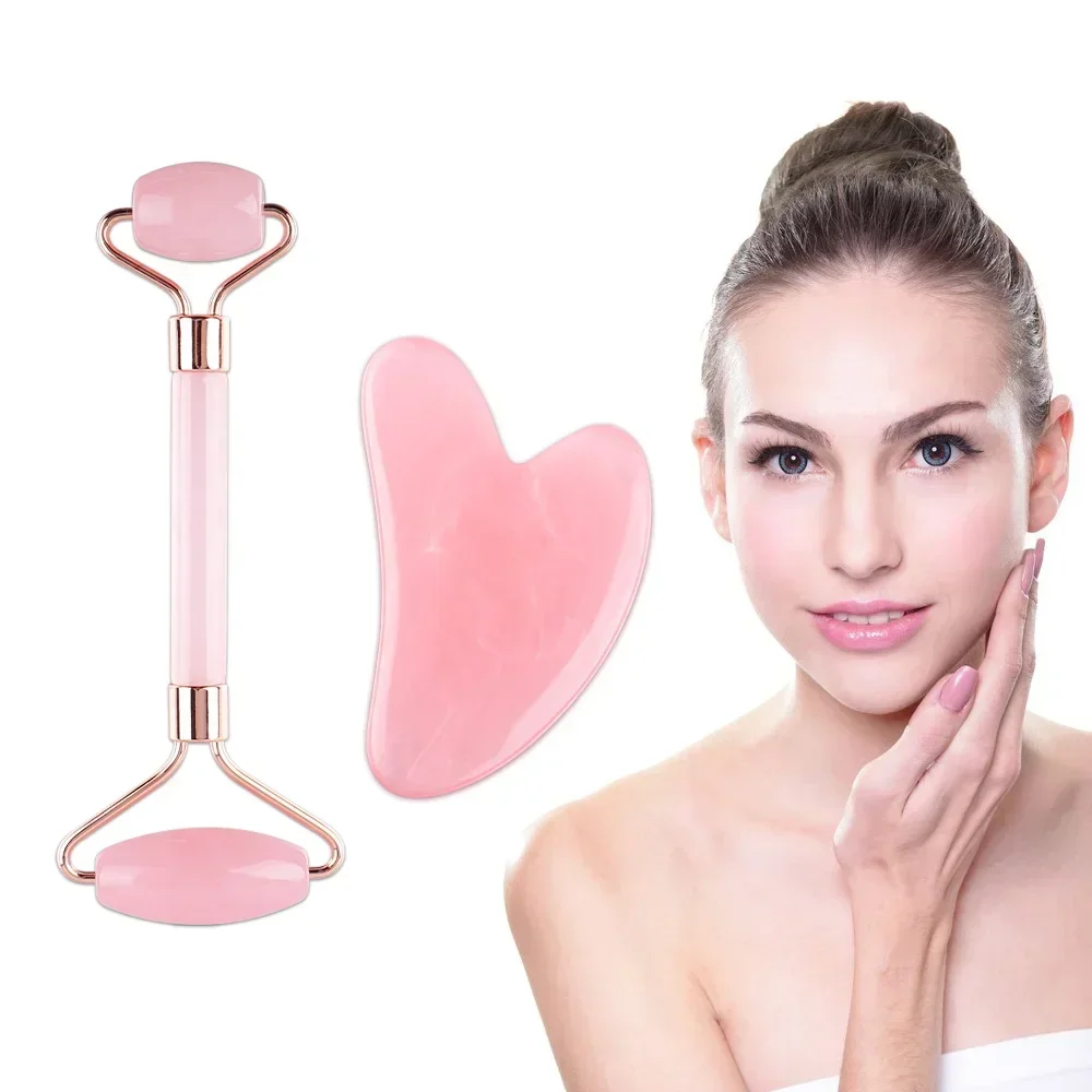 Resin Wax Gua Sha Roller Massager Rose Scraping Facial Skin Beauty Resin Guasha Board for Body Scraping Face Massage Tool Set