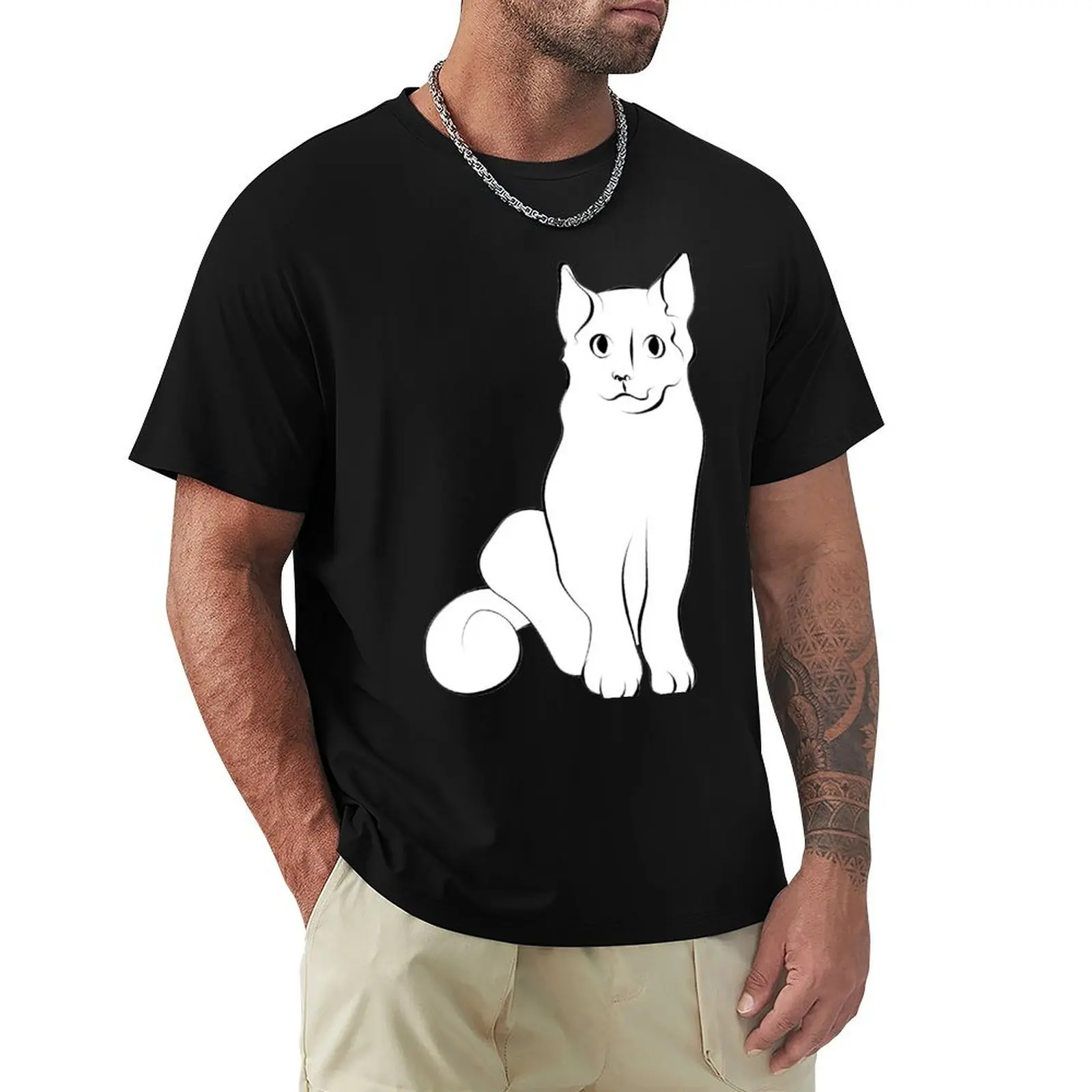

Simple Cat - graceful line art by Karen Little T-Shirt Basic Crew Neck Short Sleeve Top