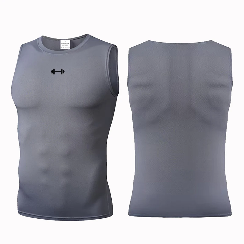 Men Quick Dry Running T-Shirts Compression Sleeveless Quick-drying Jersey training shirt Gym Mens Tank Top