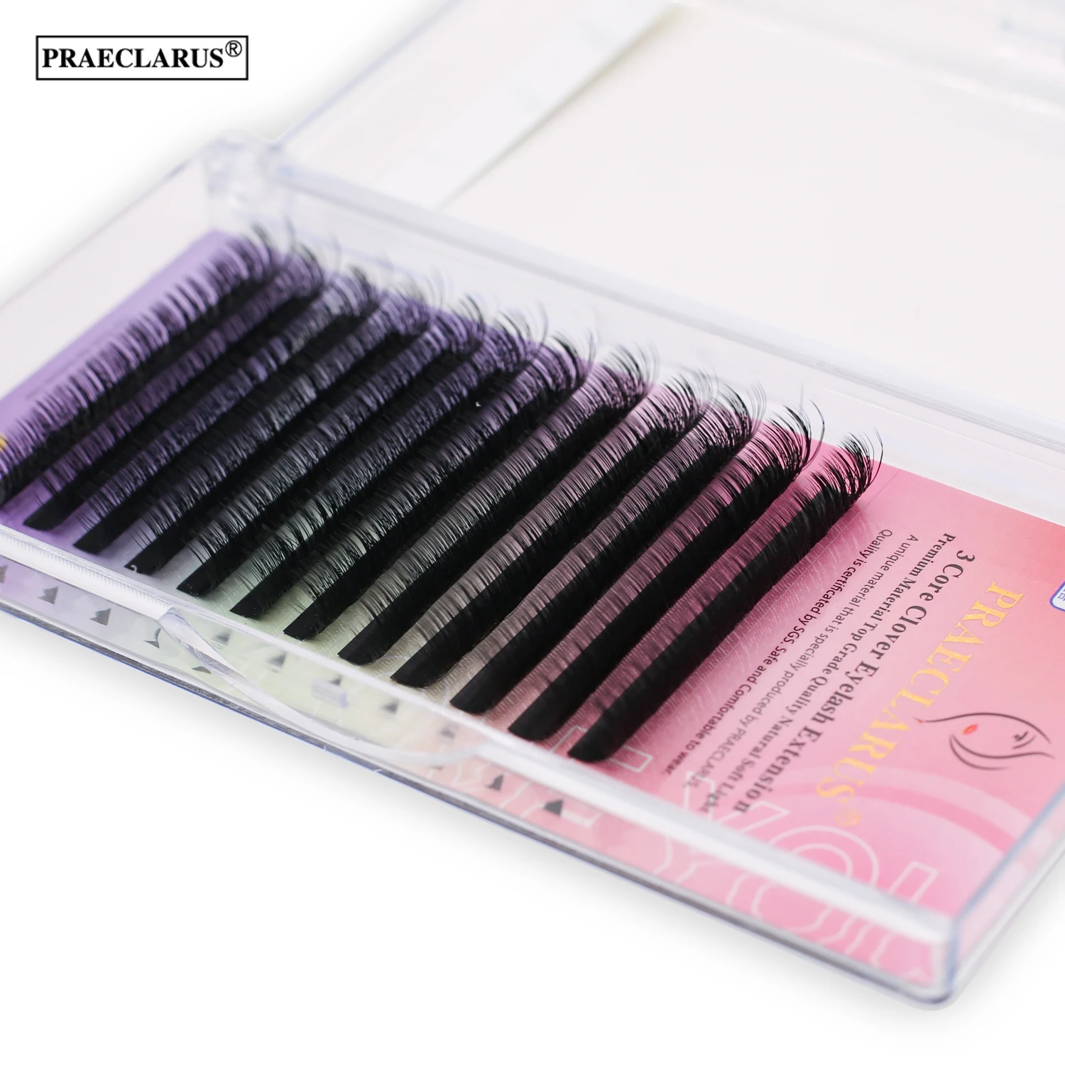 PRAECLARUS 3D Fairy Shape Lashes 12 Rows Eyelashes Premade Volume Fan Natural Soft Light Lashes Triple Tips Eyelashes