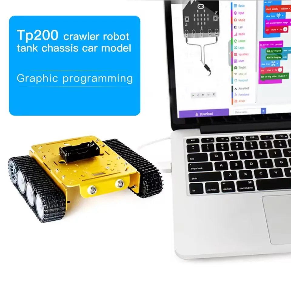 Nouveau châssis de réservoir Intelligent, moteur de bricolage de voiture 9v 150 tr/min avec mesure de vitesse d'encodeur, réservoir de commande WiFi/Bluetooth/poignée