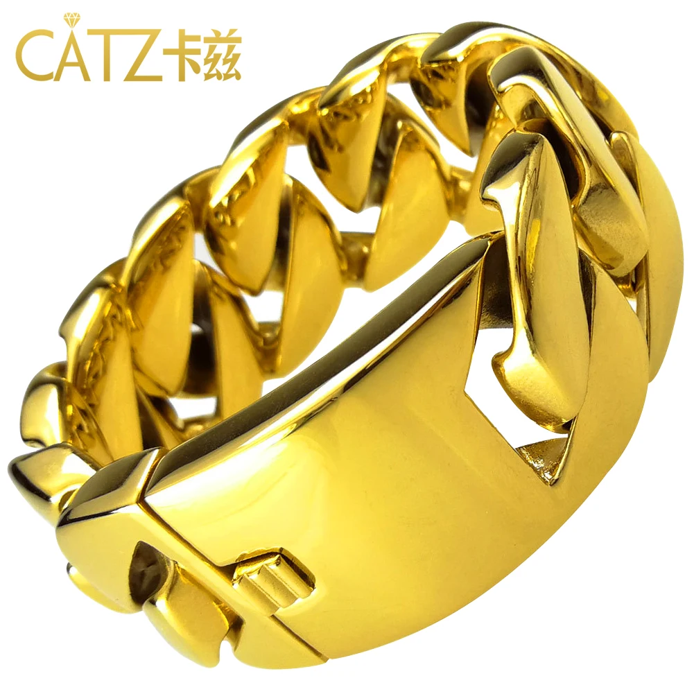 

Men's Heavy Chunky Gold Color Link Chain Bracelet 316 Stainless Steel Italy Fashion Jewelry Gift