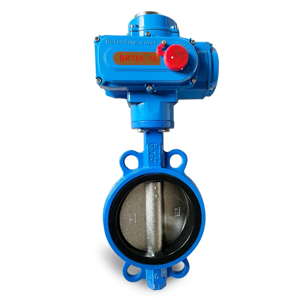 DN100 DN200 PN16  wafer type DC AV Electric Actuator control  sanitary Wafer butterfly valve for water