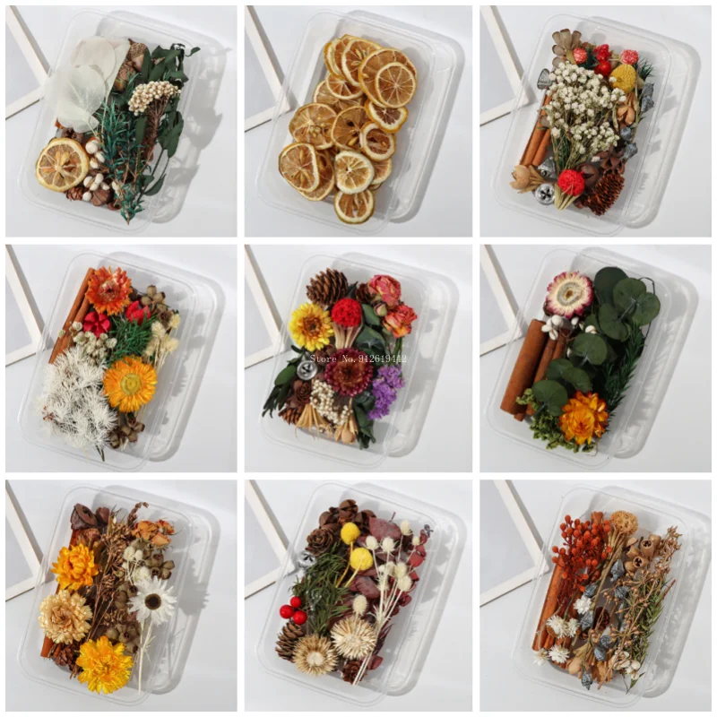 Natural Plant Dried Flower Material Package DIY Aromatherapy Wax Slice Gift Box Epoxy Resin Jewelry Making Flower Accessories