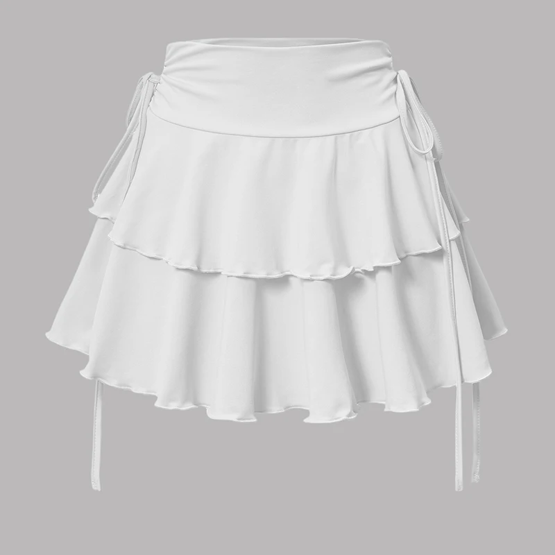 2025 Summer New Women's Skirt Sexy High Waist Slimming Fashion Versatile Fake Drawstring Decoration A-Line Ultra Short Skirt