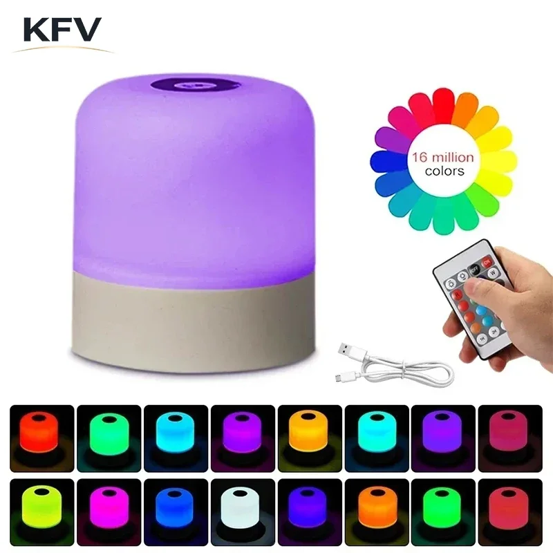 KFV Night Light Rechargeable Light Remote Control Night Light Colors Dimmable Table Lamp Ambient Light Rechargeable Room Light