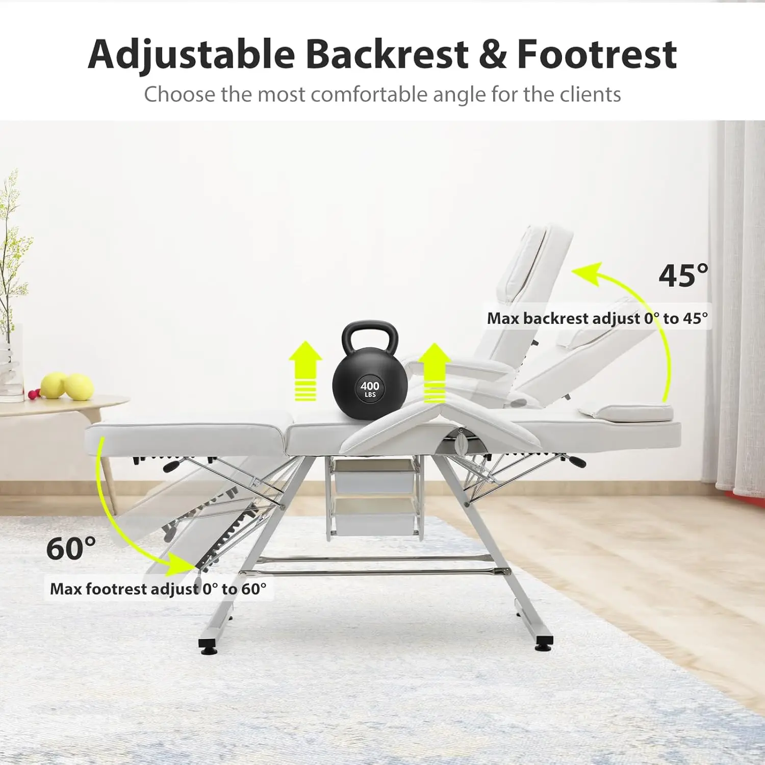 Facial Bed Tattoo Chair with Two Trays Esthetician Adjustable Folding Salon with Hydraulic Stool Massage