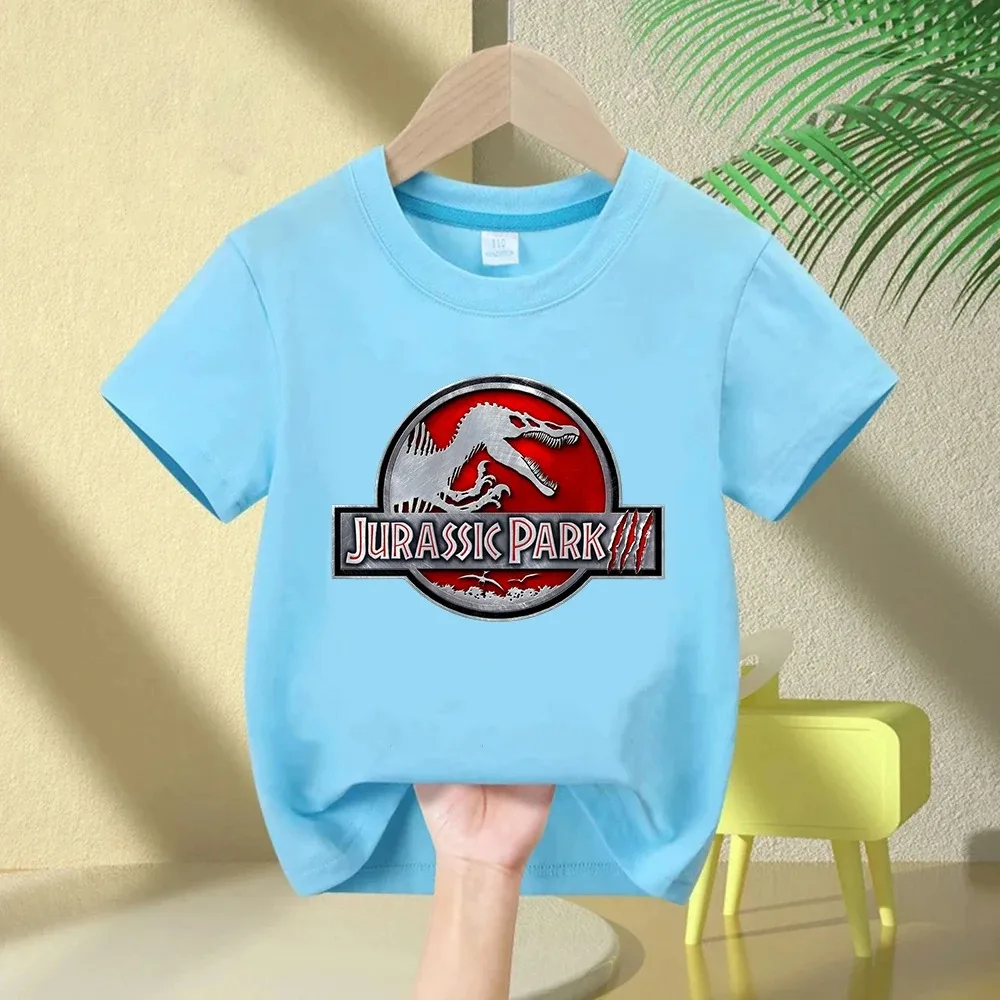Jurassic Park T-Shirt für Kinder, Jungen und Mädchen, Sommer-Dinosaurier-Film-Logo-Druck, T-Shirt aus Baumwolle, kurzärmelig, lässiges Oberteil, Geschenk für Kinder – Detail 4
