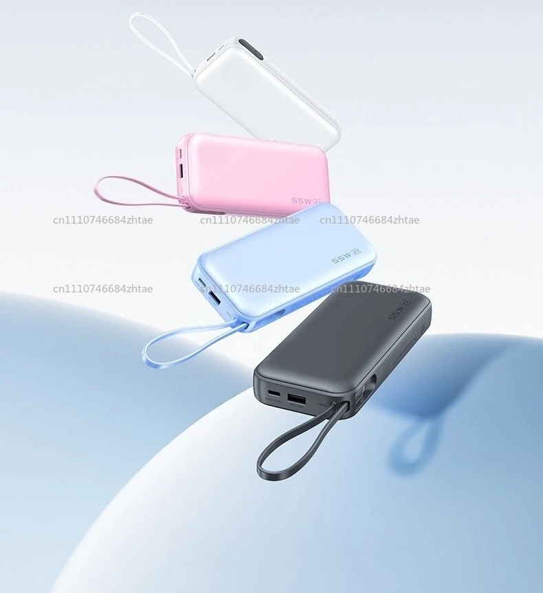 55W Power Bank with Built-in Cable, 20000mAh Large Capacity, 45W Super Fast Charging