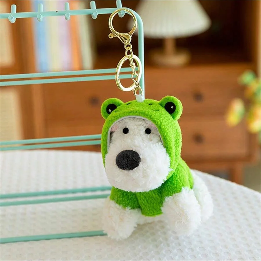 Plush Dog Keychain in Hoodie, Adorable Cute Puppy Key Ring for Girls, Soft Stuffed Animal Keychain Pedant