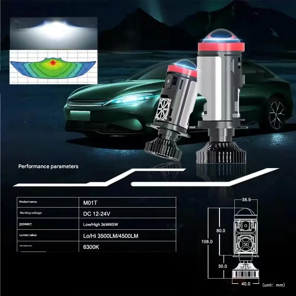 100W M01T H4 LPRO LED Mini Headlight Bulb 6000K Plug and Play Super Bright Car Motorcycle Electric Bike LED Lamp High Low Beam