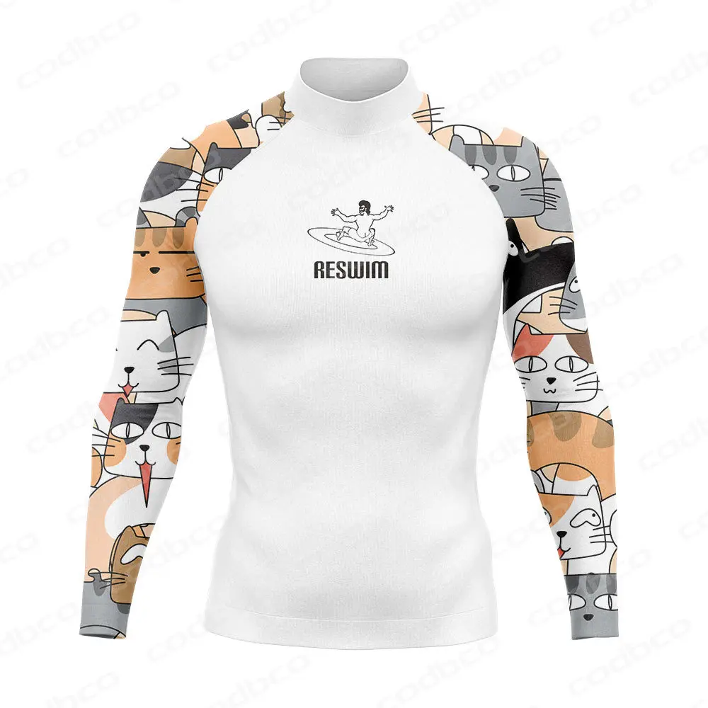 Zabawna koszulka z długim rękawem Rash Guard Swim Surf T-shirt męska Surfing Diving Stroje kąpielowe Plaża Słońce Ochrona UV Strój kąpielowy