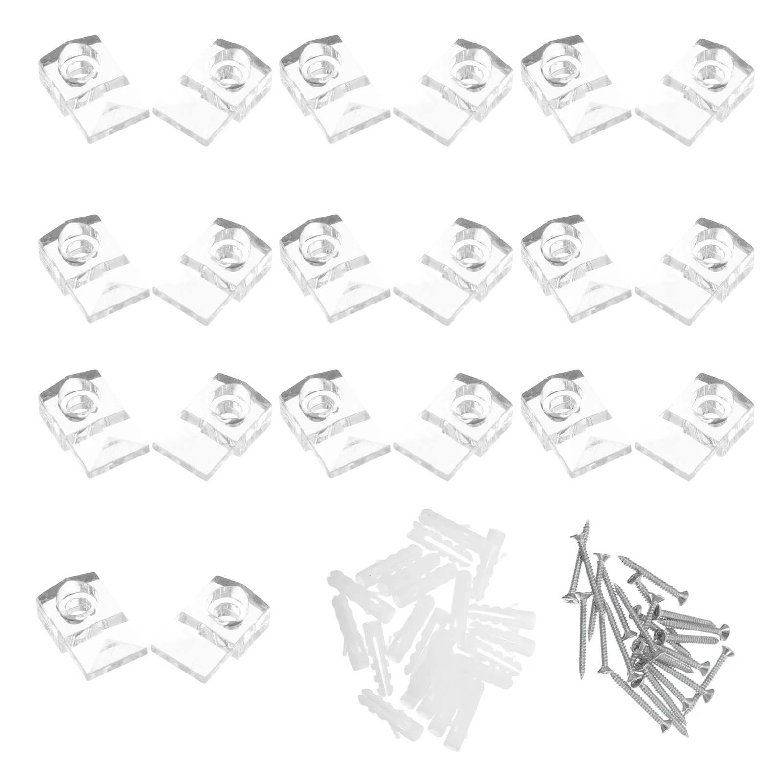 

20 Sets Mirror Mounting Clips Glass Retainer Hardware Fixings Transparent Stable Mirror Hanging Clips Installation