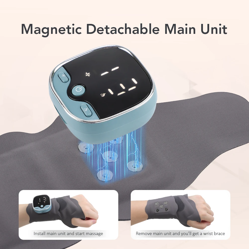 Heated Wristband 3 Levels Hot Compress 5 Levels EMS Massage Modes Intelligent Wrist Massager Preventing Muscle Strains