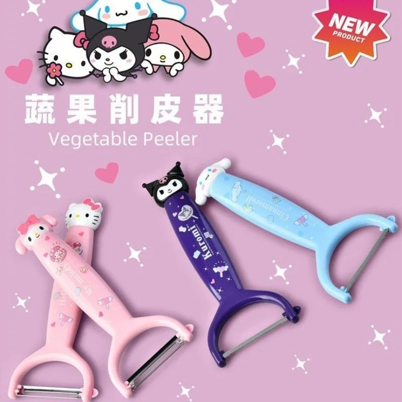 Sanrio Hello Kitty Cinnamoroll Descascador De Frutas Doméstico, Gadget De Aço Inoxidável, Bonito Kuromi Cozinha Conveniente Batata Pequena