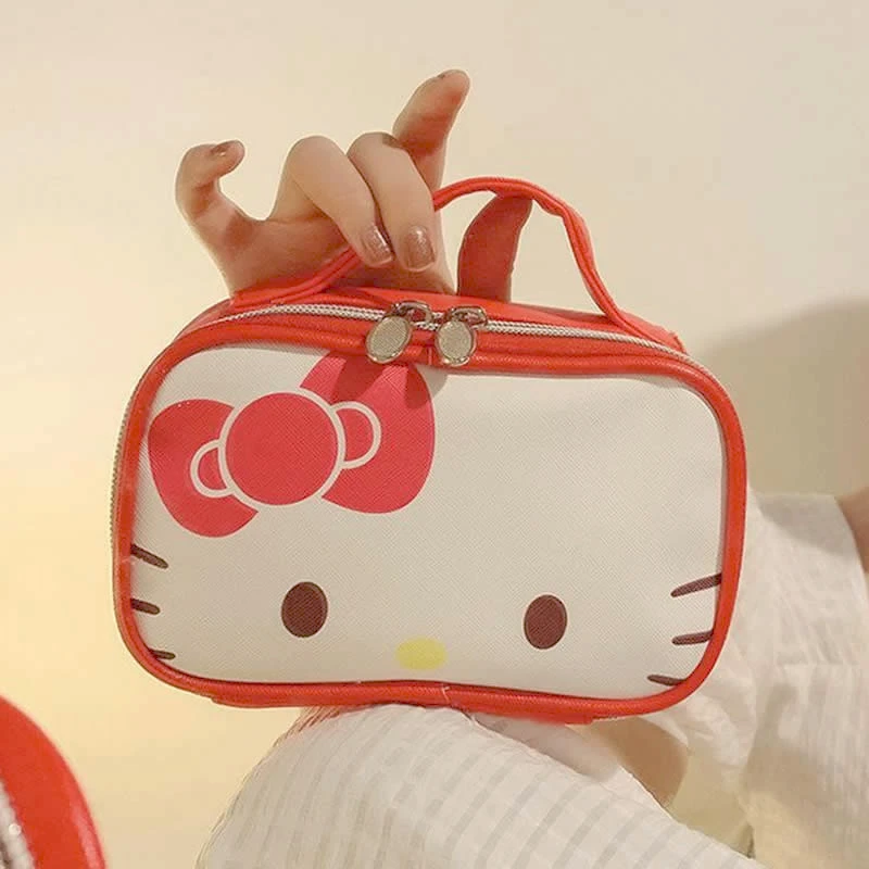 Cartoon Sanrio Hello Kitty custodia per matite in PU Kuromi My Melody Cinnamoroll borsa portatile per cancelleria per studenti di grande capacità