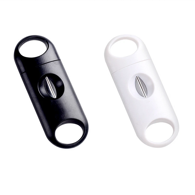 DEJAYA Portable Cigar Cutter with ABS Case Stainless Steel V-shaped Sharp Blade Cigarro Hole Opener Smoking Accessories