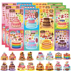 Haga su propio pastel de cumpleaños para niños, pegatinas DIY, rompecabezas, manualidades, ensamblar, decorar, pegatinas, hoja, niños, niñas, juguetes de fiesta