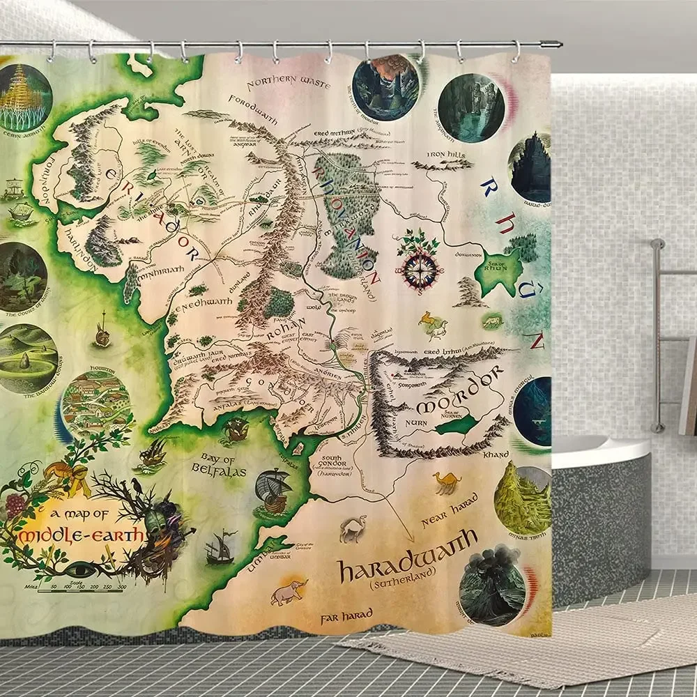 Middle Earth Map Shower Curtain By Ho Me Lili Fantasy Fabric Bathroom Sets Magic Home Decoration