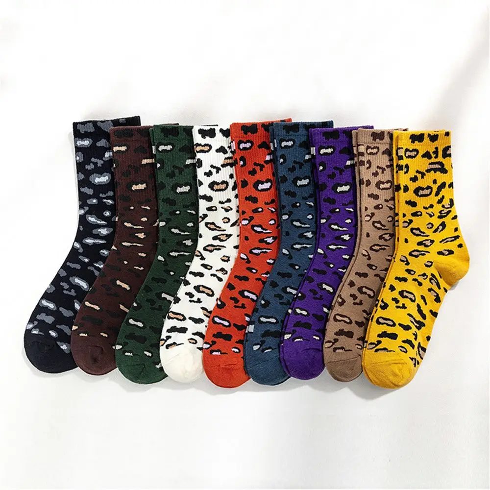 1 Pair Women Socks Korean Style Sexy Leopard Print Cotton Socks Harajuku Vintage Streetwear Casual Female Kawaii Cute Crew Socks