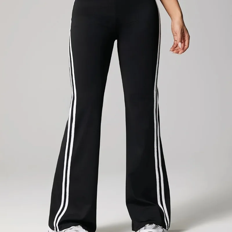 Women's High Waisted Yoga Leggings Booty Lifting Striped Bell-bottoms Leggings Gym Outdoor Running Fitness Wear Stretch Flared