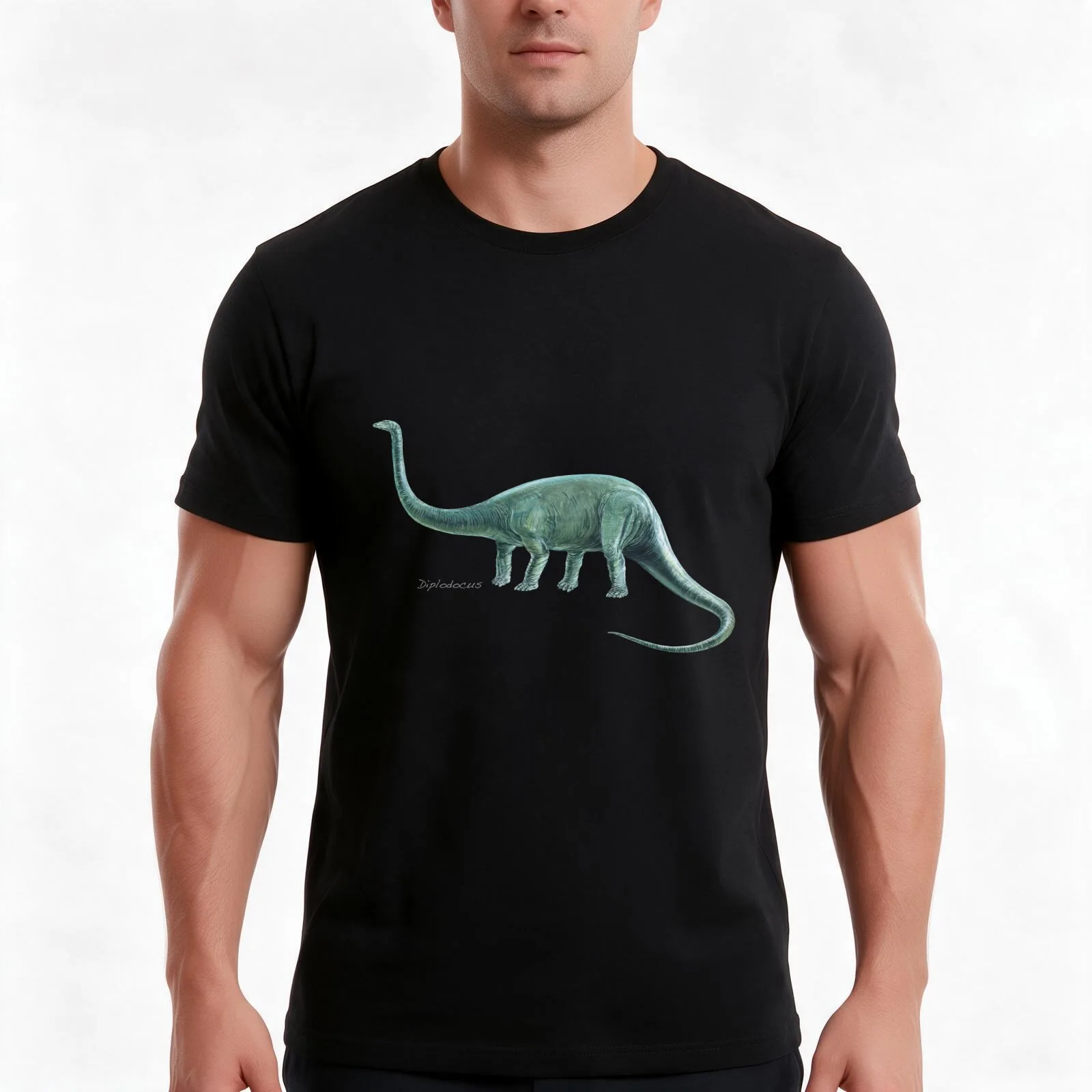 Diplodocus T-Shirt, Summer Casual Cotton Tee, Oversized Streetwear Tops, Vintage Graphic Print, Loose Fit Short Sleeve