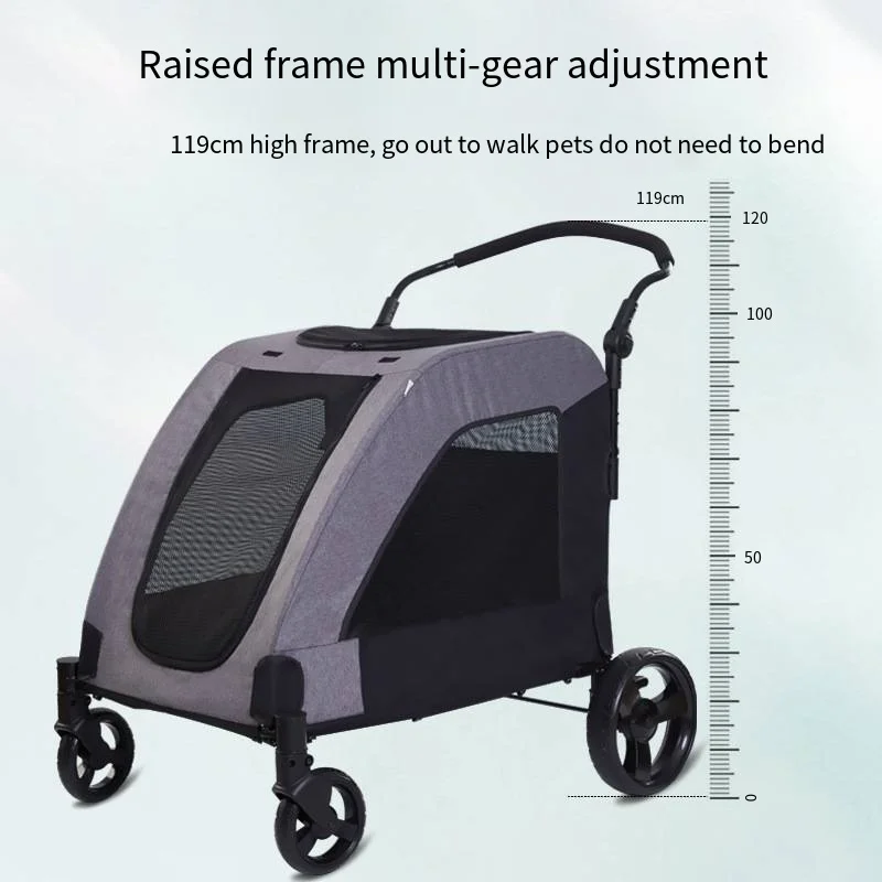 Pet Stroller Hot Selling Medium-sized Pet Carts in Europe America Large Space Dog Carts Multiple Elderly Disabled Cat Pet Carts