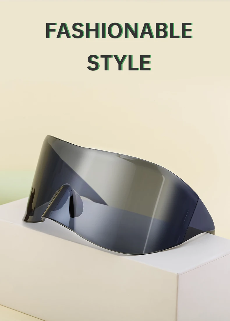 Rechteckige Masken-Sonnenbrille für Damen und Herren 2026 Luxusmarken-Designer Punk Sonnenbrille Steampunk Y2k Übergroße Shield-Brille – Detail 4