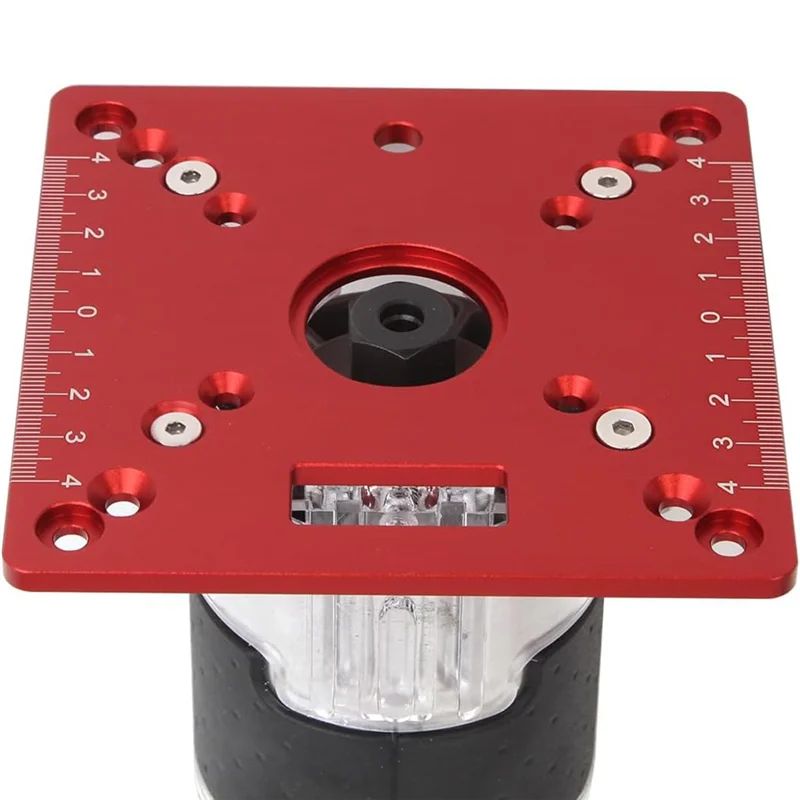 A61Z Offerte 1 PZ Piastra di inserimento per tavolo del router, Mini piastra di ribaltamento per router da banco quadrato per lavorazione del legno Lega di alluminio rossa