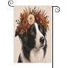 Maple Leaf Harvest Farmhouse Animal Garden Flag Double Sided Autumn Floral Dog Border Collie Small Burlap Yard Flag House Se llz
