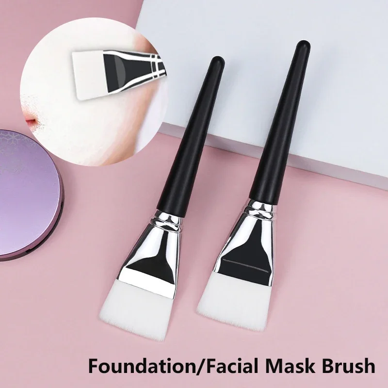 Brocha Plana y Delgada para Mascarillas Faciales, Brocha de Pelo Suave Blanca para Aplicación Corporal, Herramienta Específica para Salón de Belleza, Brocha para Maquillaje y Base