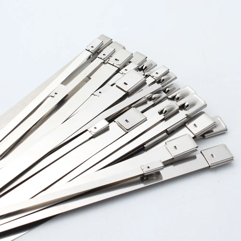 100Pcs Stainless Steel Zip Ties Heavy Duty Self Locking Cable Ties for Outdoor Workshop Shipbuilding Construction Mining Chain