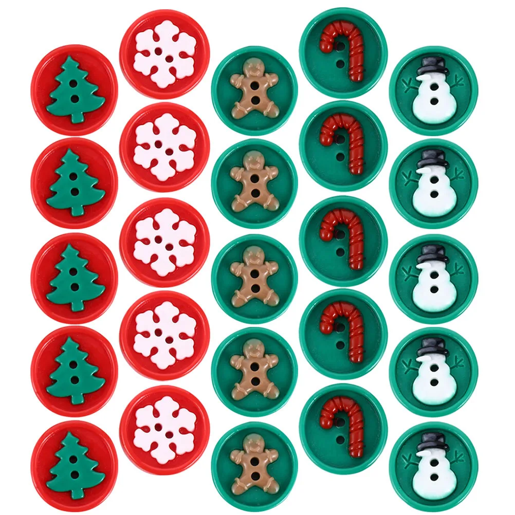 

VILLFUL 30pcs Christmas Resin Buttons Ornaments for Crafts Sewing Shirts Xmas Tree Decorations Cute Holiday Gifts