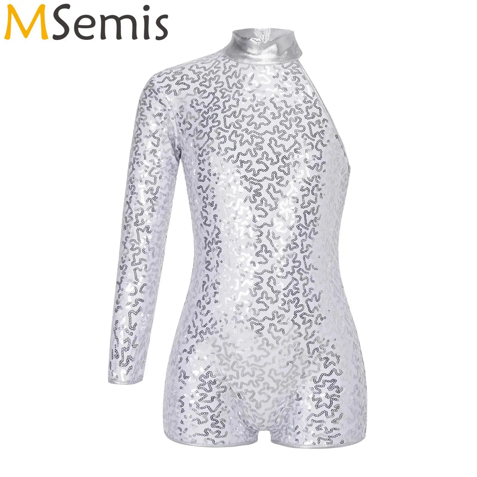 

Kids Girls Gymnastics Ballet Leotards Dance Costume Shiny Sequins Texture Invisible Zipper Closure Back Jazz Hip-hop Jumpsuit