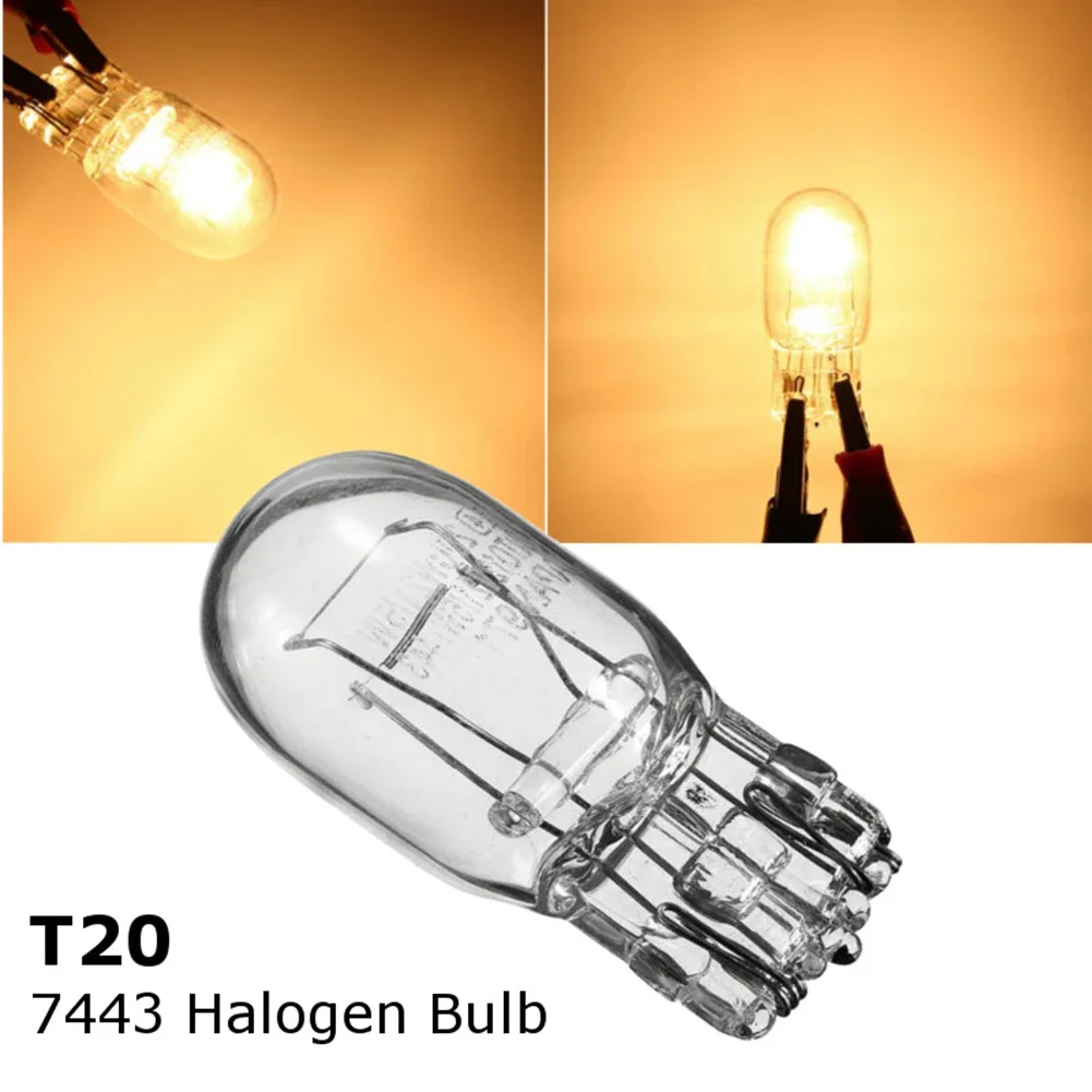 2Pcs T20 7443 W21 5W Turn Stop Brake Tail Bulbs Clear Glass Turn Signal Brake Stop Tail Lights Bulb Daytime Running Lights