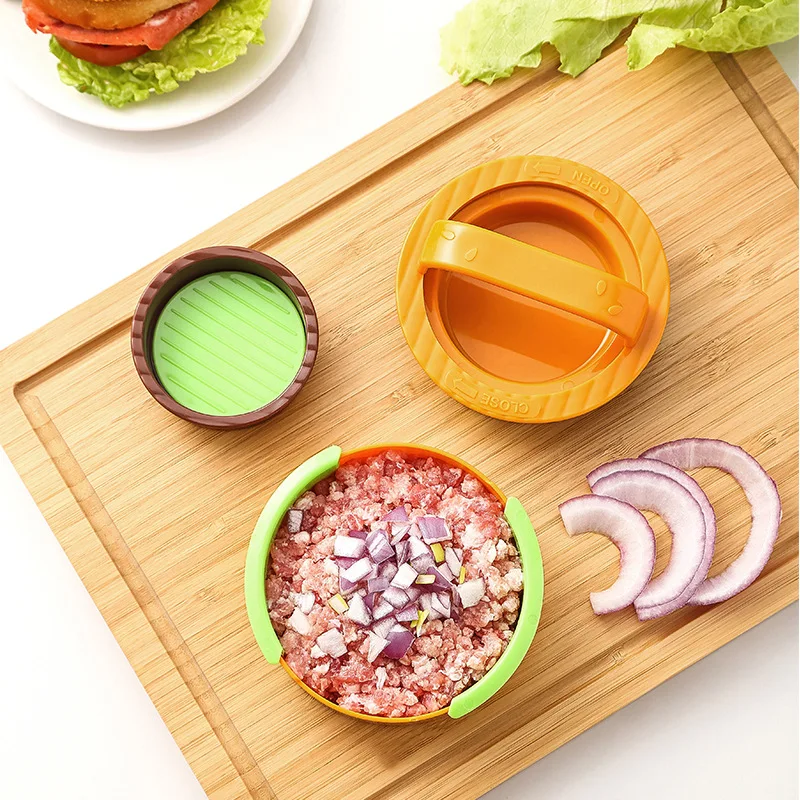 Round Hamburger Making Tool Meat Press Patty Press Combo Set Meat Smasher Practical Household Accessory For Burger Preparation