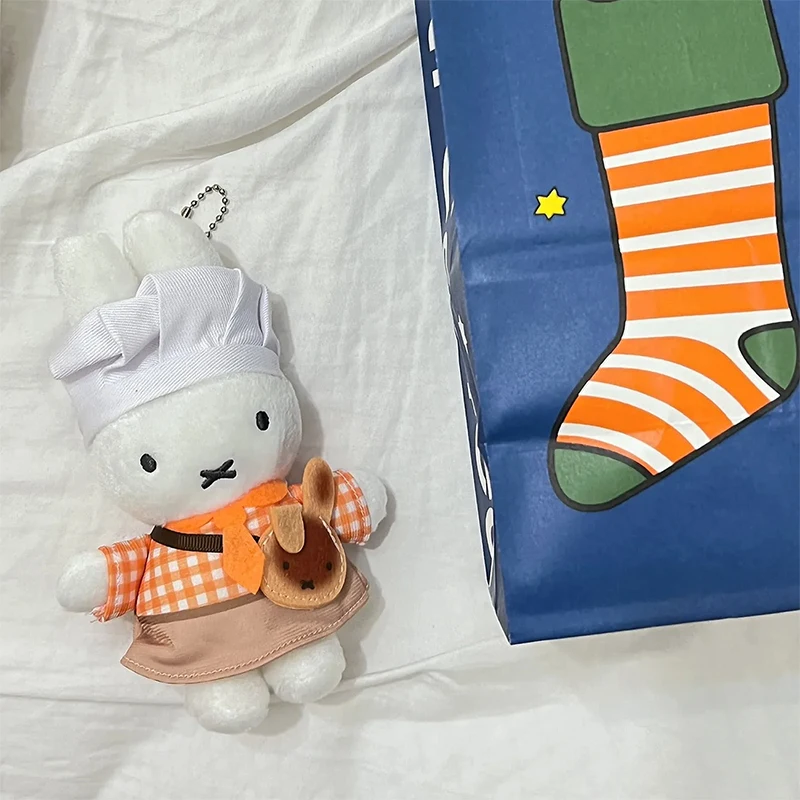 Pendentif en peluche Miffy Kawaii, série de cuisine, jouet en peluche, accessoires de sac à dos, poupée en peluche mignonne, porte-clés Dopamine, cadeaux