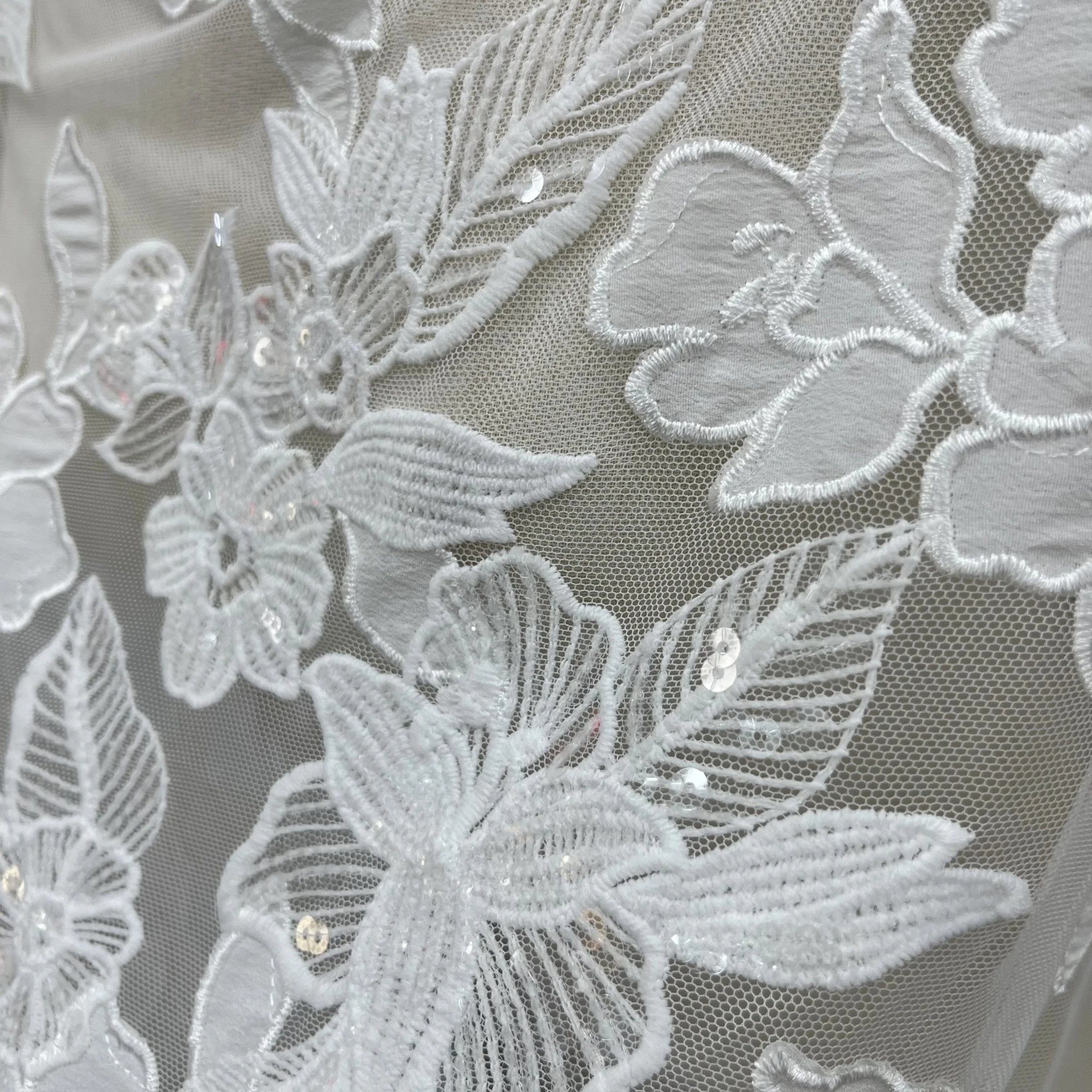 The New Exquisite Three-Dimensional Lace Hand-Embroidered Is Suitable For Wedding And Evening Dress Fabric Design