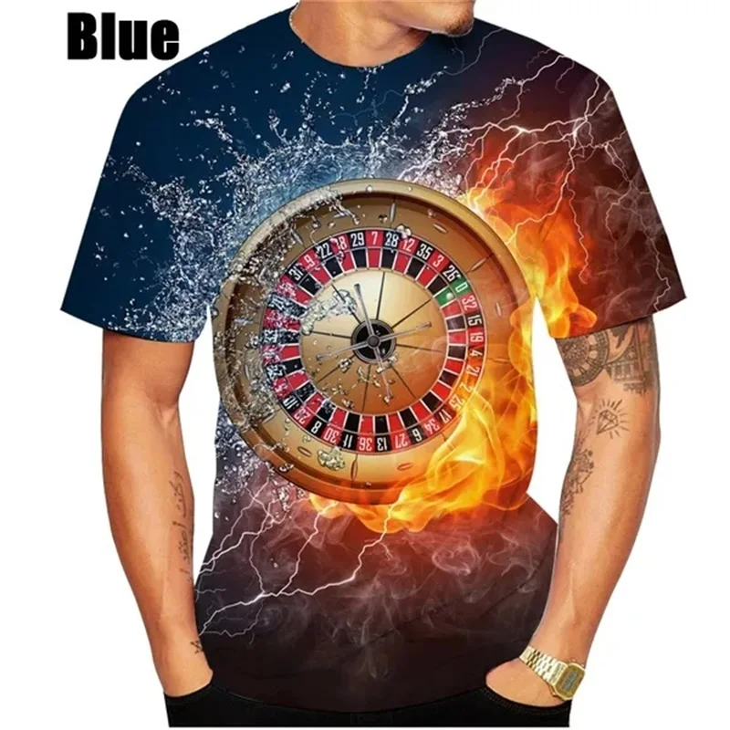 Hot Sale Roulette Wheel 3D Print T Shirt For Men Summer Short-sleeved Casual Round Neck Tee Tops Streetwear Men Oversized Tshirt