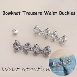 1 Pair Waist Tightener Adjustable Bowknot Shape Trousers Waist Buckles for Jeans Pants Skirts Snap Buttons Clips No Sewing