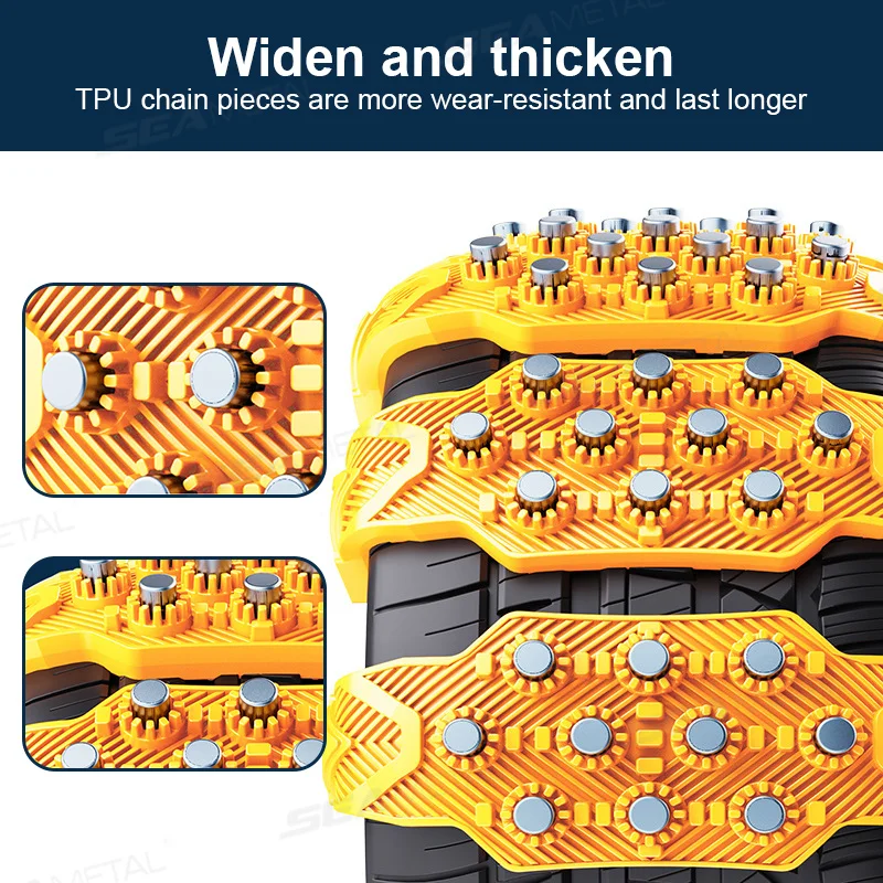 

Противоскользящие цепи для зимних шин, подходят для седанов и внедорожников, утолщенные и расширенные, для экстренных ситуаций на открытом воздухе.