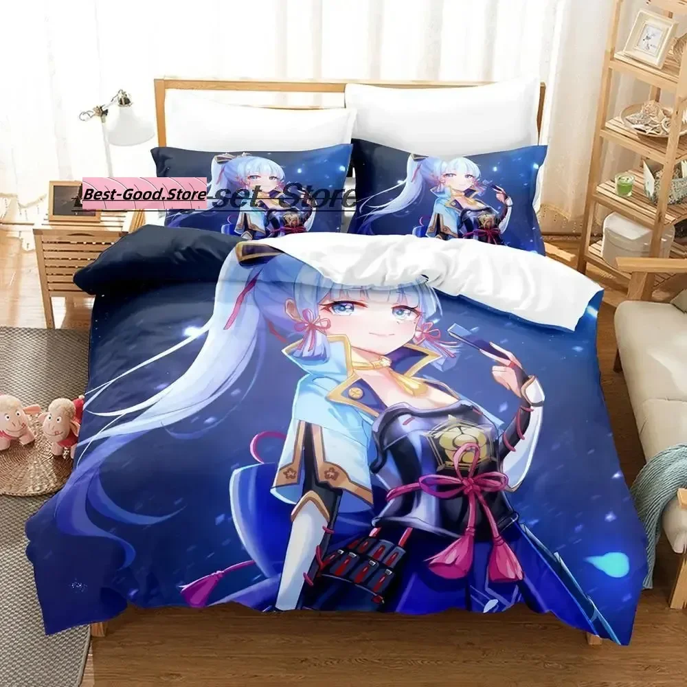 Game Genshin Impact Kamisato Ayaka Bedding Set Single Twin Full Queen King Size Bed Set Aldult Kid Bedroom Duvetcover Sets