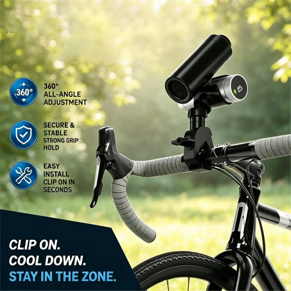 Fan Clamp Mount for ChillPill Personal Cooling Fan 360° Rotating Adjustable Mount for Stroller, Bike, Golf Cart