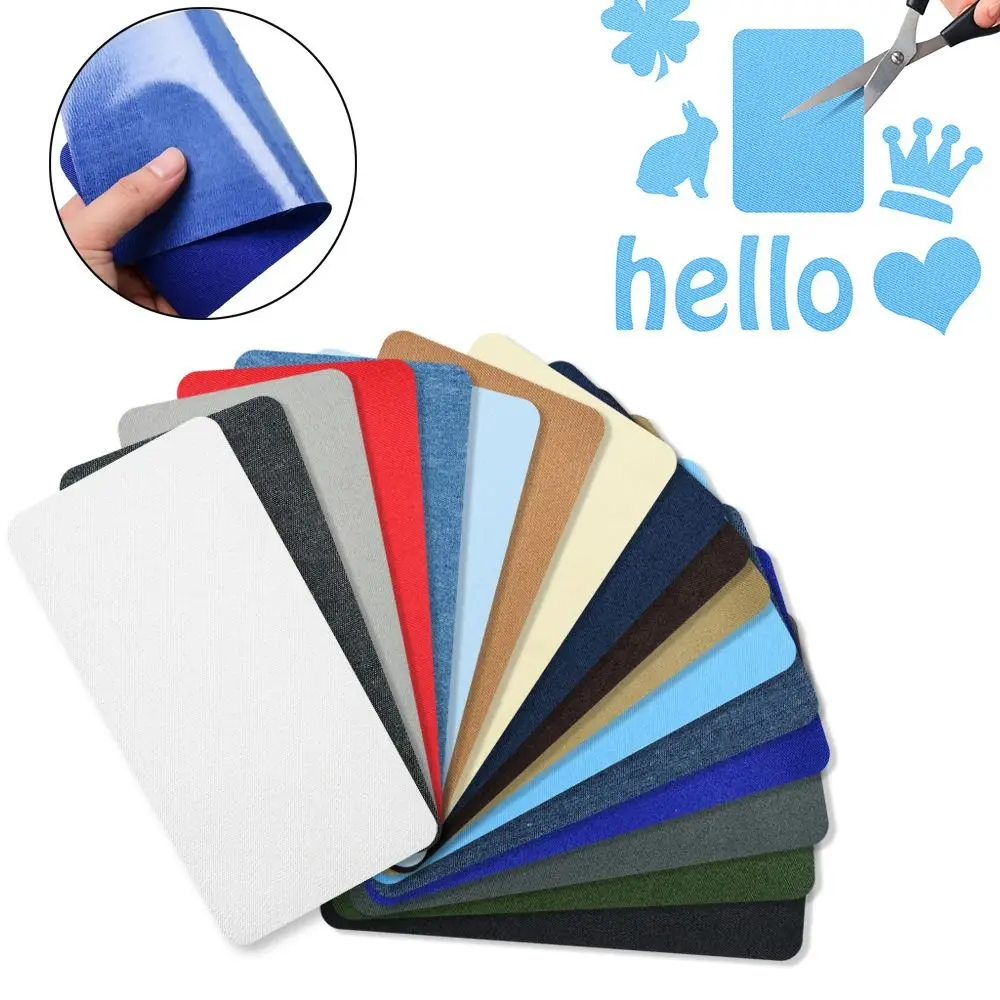 

3Pcs Apparel Applique Self Adhesive Patches Badge Sticker Linen Elbow Patche Colorful Thermal Transfer Jacket Repair Clothes
