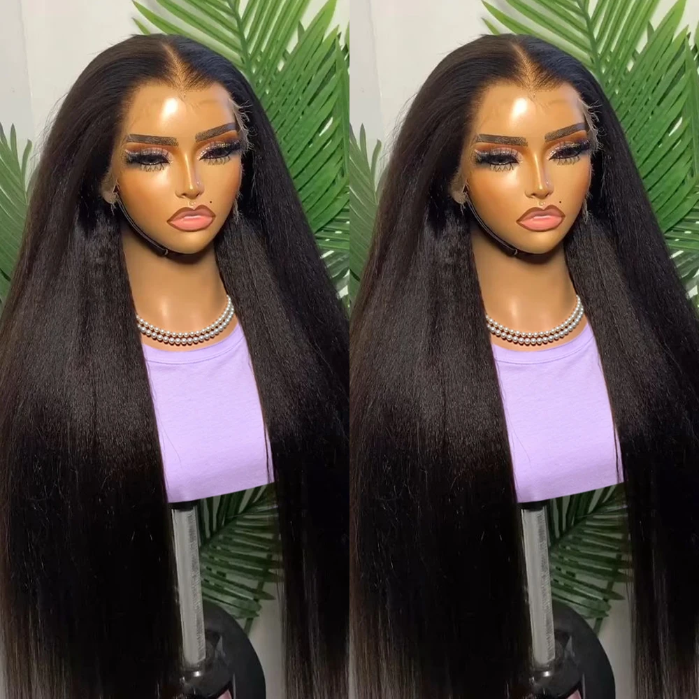 

High Density 360 Full Lace 7×5 Glueless Brazilian Kinky Straight Wig Black Yaki Straight Human Hair Wigs 13x6 HD Lace Frontal