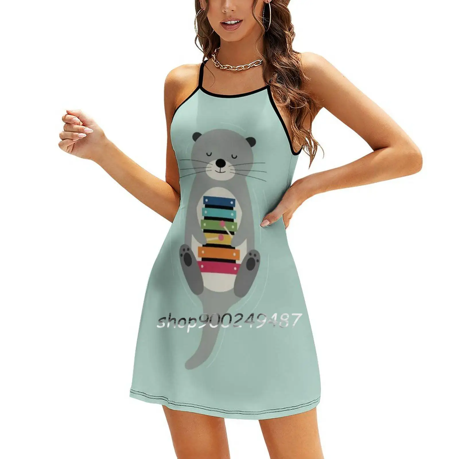 Be Pride Sweetheart Knot Flared Dress Fashion Design Large Size Loose Dress Otter Xylophone Rainbow Music Pride Happy Peace